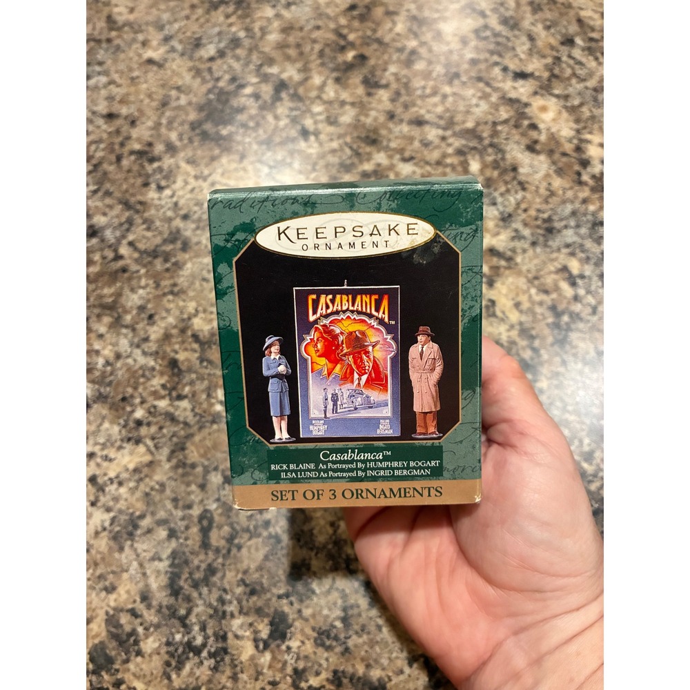 Hallmark Keepsake Casablanca 3 Ornament Set 1997 Humphrey Bogart Ingrid Bergman